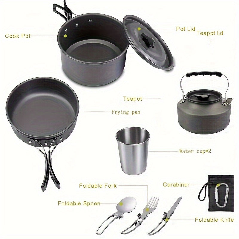 Woolpack Camping Cookware Set – Aluminum Alloy, Portable Outdoor Kitchen