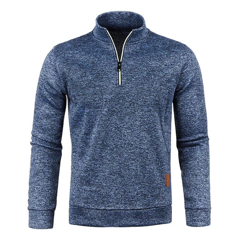 Woolpack fleece-lined half-zip sweater for men with warm high-neck winter design