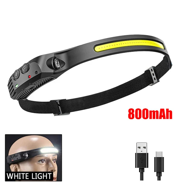 Woolpack COB LED Headlamp – USB Rechargeable Sensor Headlight (Wide 230° Beam) - Woolpack Hiking Gear