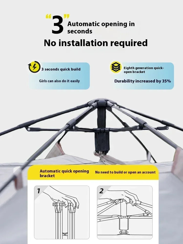 Woolpack Quick-Open Camping Tent – 3–4 Person, Rainproof