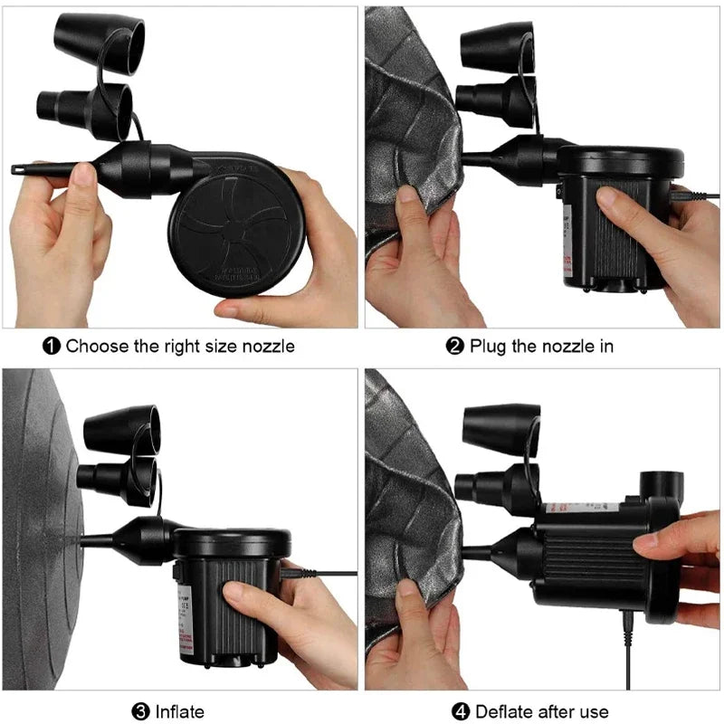 Woolpack Electric Air Pump – Portable Inflator/Deflator with Nozzles (EU Plug) - Woolpack Hiking Gear