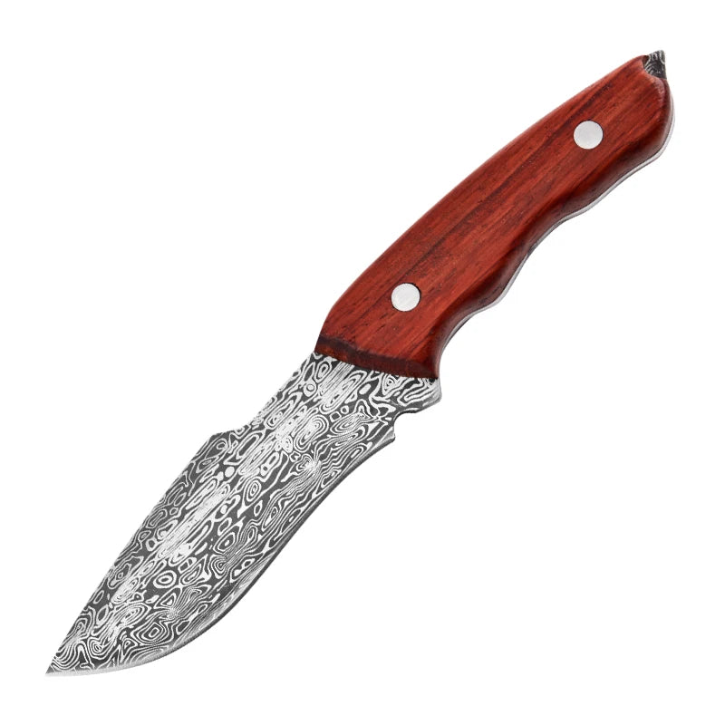 Woolpack Damascus-Pattern Utility Knife – Fixed Blade, 9 cm Stainless Steel