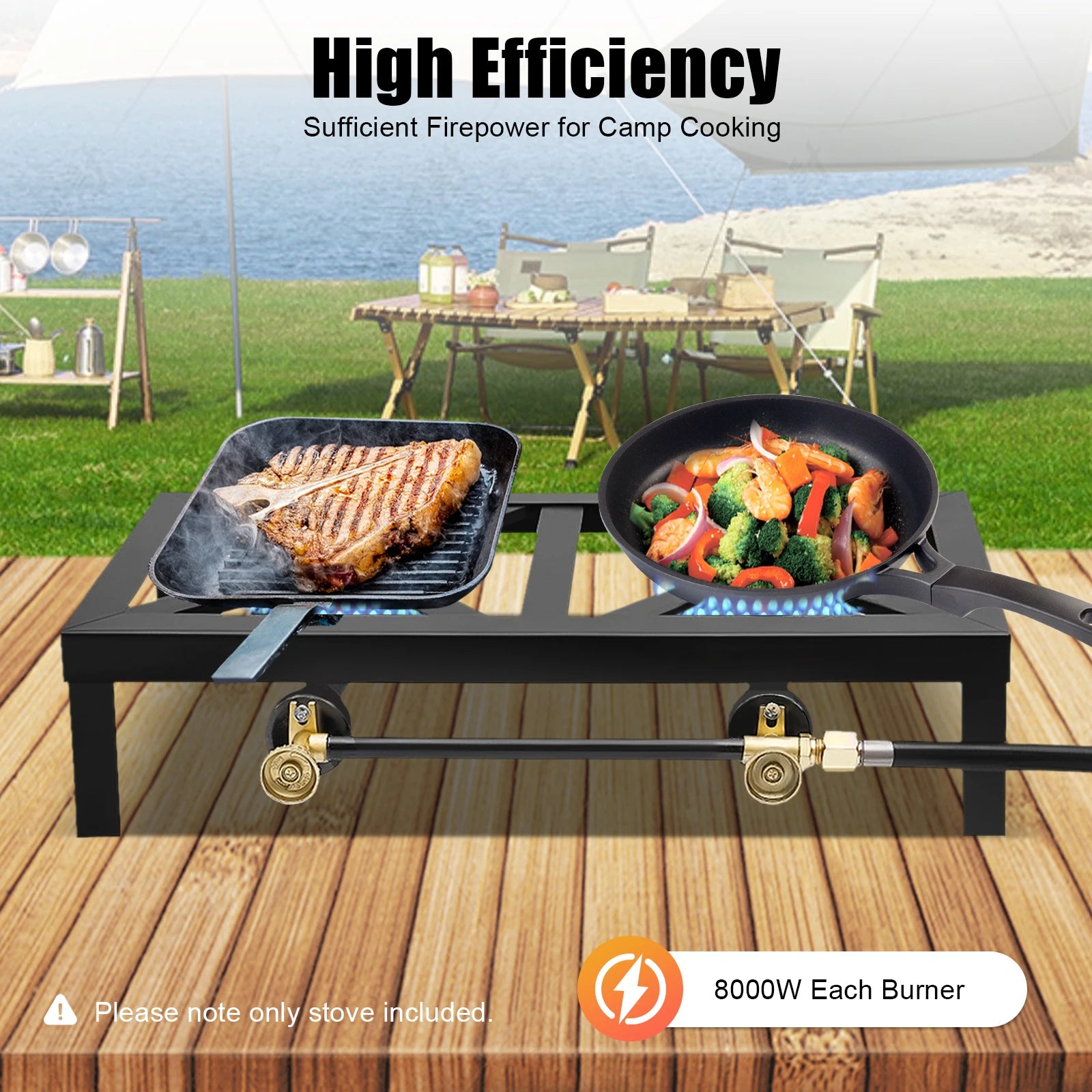 Woolpack Double Burner Gas Stove – 8000W Portable Outdoor Propane Cooker - Woolpack Hiking Gear