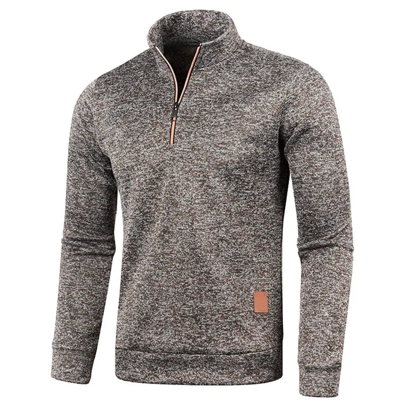 Woolpack fleece-lined half-zip sweater for men with warm high-neck winter design