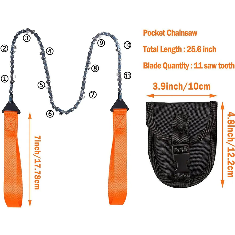 Woolpack 24" Pocket Chain Rope Saw – Portable Hand Saw for Camping & Survival