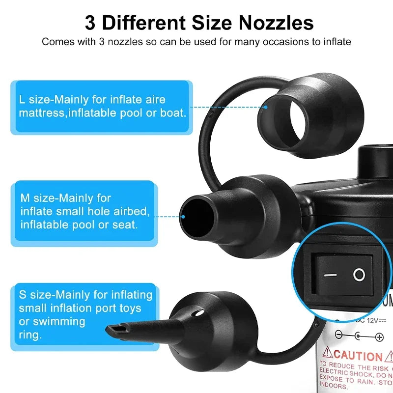 Woolpack Electric Air Pump – Portable Inflator/Deflator with Nozzles (EU Plug) - Woolpack Hiking Gear