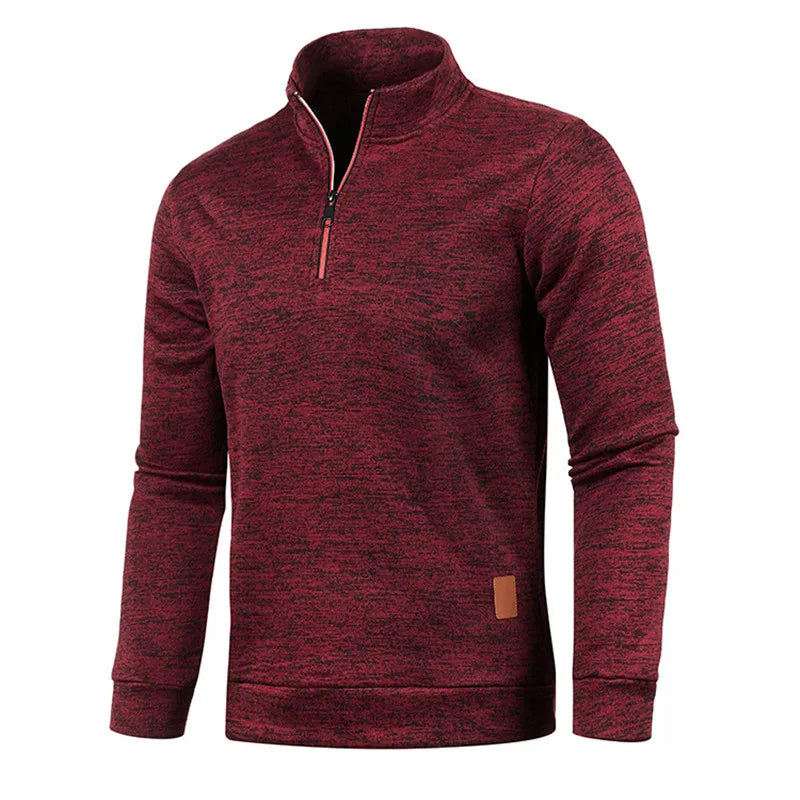 Woolpack fleece-lined half-zip sweater for men with warm high-neck winter design