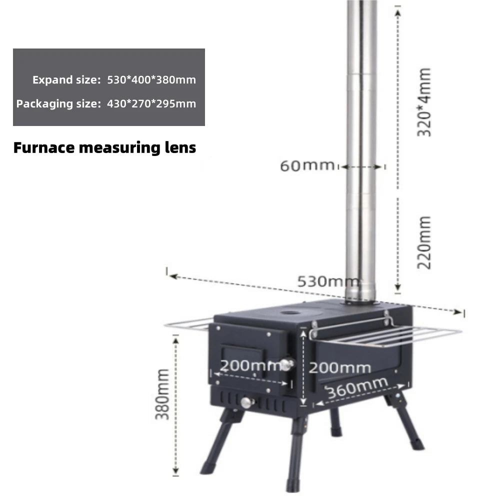 Woolpack Portable Wood-Burning Tent Stove – Stainless Steel Camp Heater with Chimney