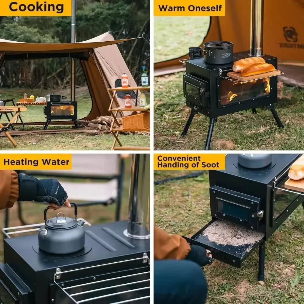 Woolpack Portable Wood-Burning Tent Stove – Stainless Steel Camp Heater with Chimney