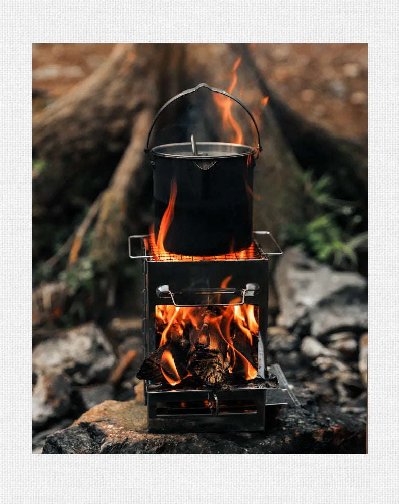 Woolpack Portable Folding Wood-Burning Stove – Stainless Steel Campfire Cooker