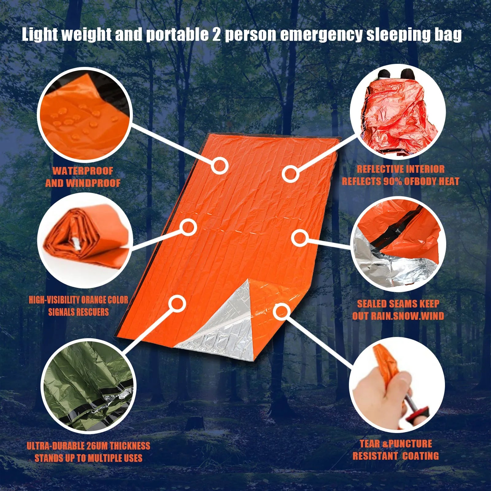 Woolpack Emergency Mylar Survival Sleeping Bag – Waterproof Thermal Bivy Sack