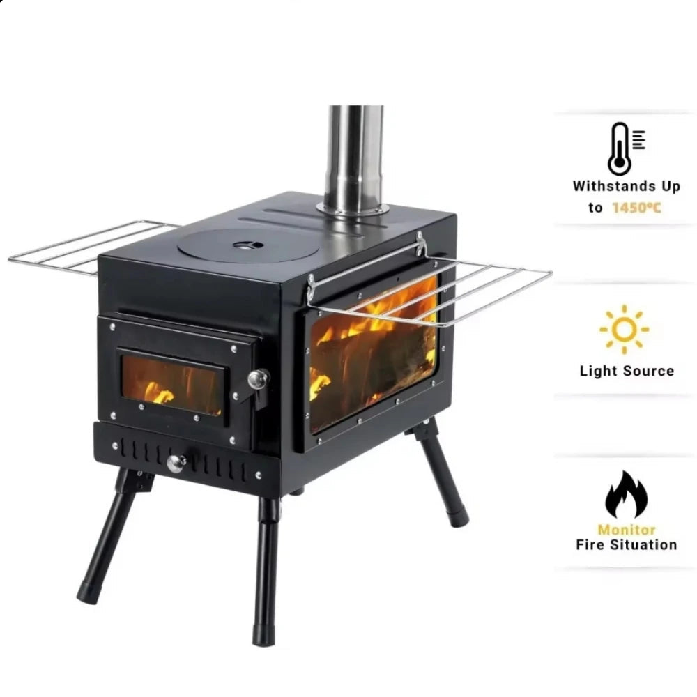 Woolpack Portable Wood-Burning Tent Stove – Stainless Steel Camp Heater with Chimney