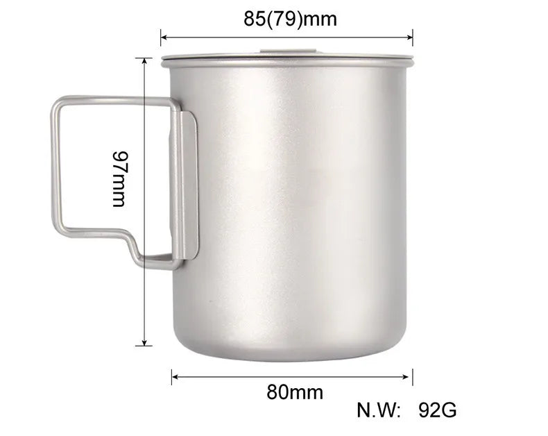 Woolpack Ultralight Titanium Camping Cup – 450–750 ml with Folding Handle