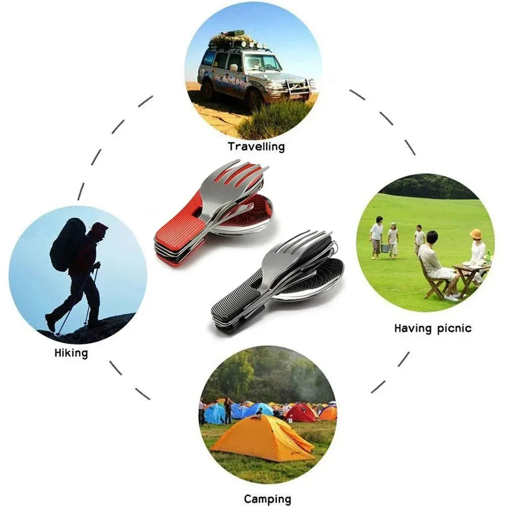 Woolpack Foldable Camping Utensil Set – Stainless Steel Knife/Fork/Spoon