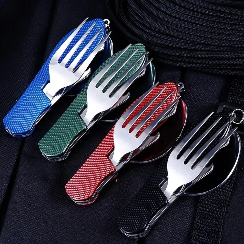Woolpack Foldable Camping Utensil Set – Stainless Steel Knife/Fork/Spoon