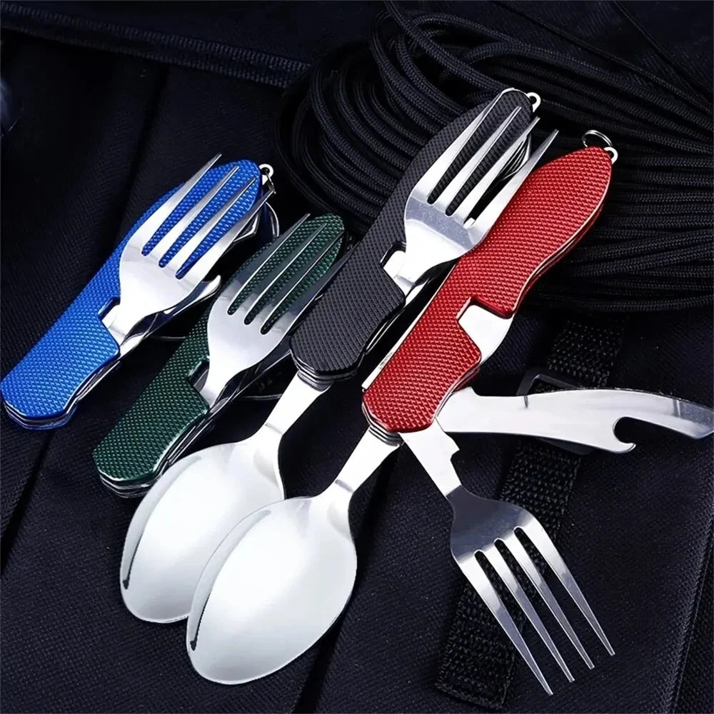 Woolpack Foldable Camping Utensil Set – Stainless Steel Knife/Fork/Spoon