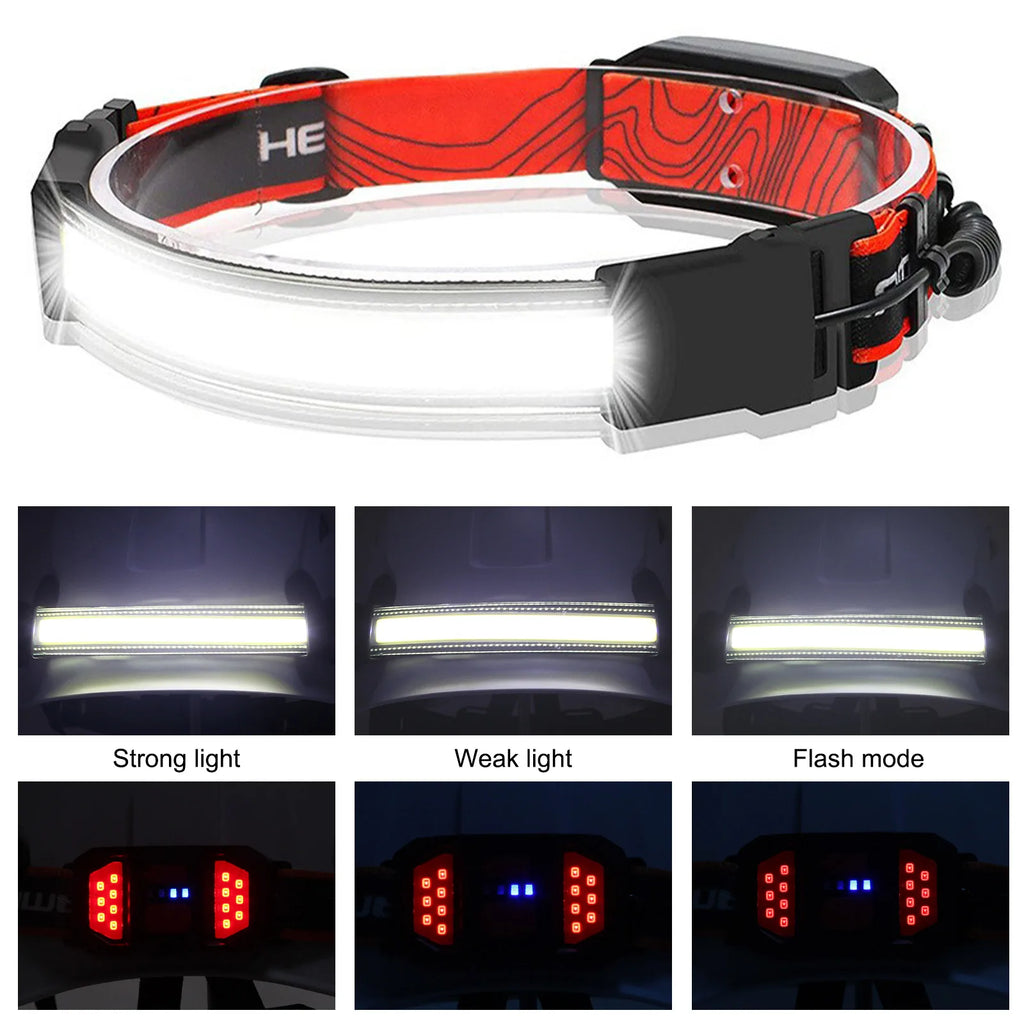 Woolpack Wide-Beam Headlamp with Taillight – USB Rechargeable