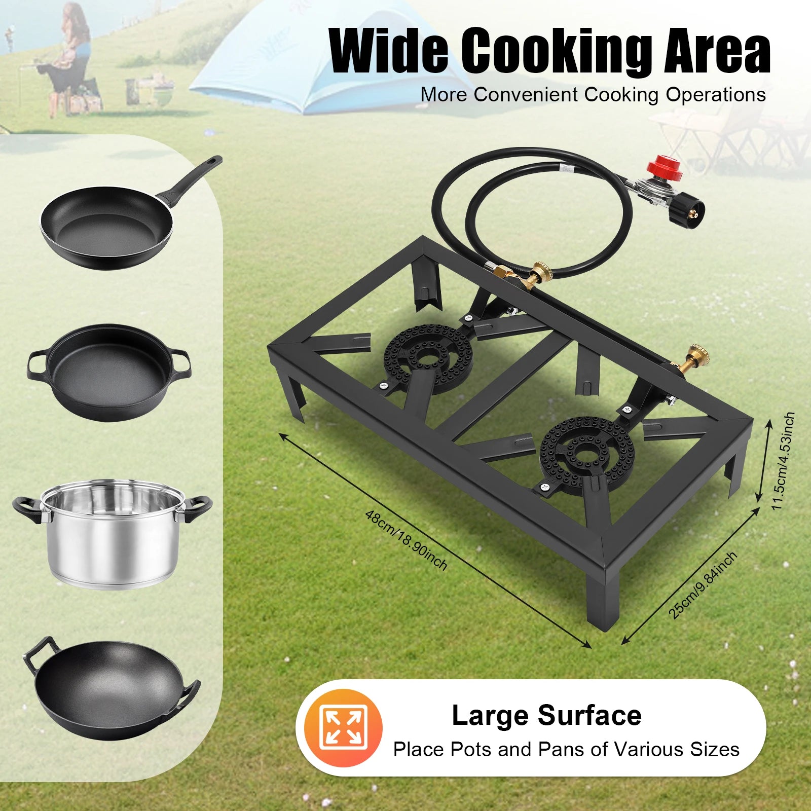 Woolpack Double Burner Gas Stove – 8000W Portable Outdoor Propane Cooker - Woolpack Hiking Gear