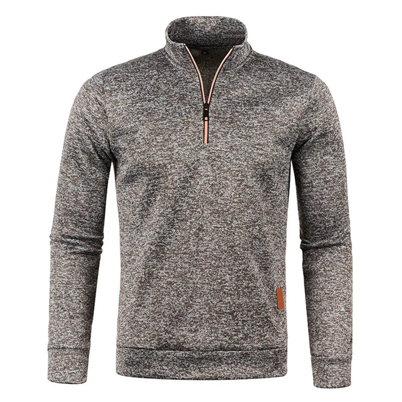 Woolpack fleece-lined half-zip sweater for men with warm high-neck winter design
