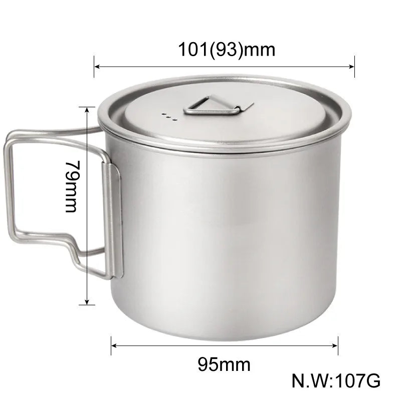 Woolpack Ultralight Titanium Camping Cup – 450–750 ml with Folding Handle