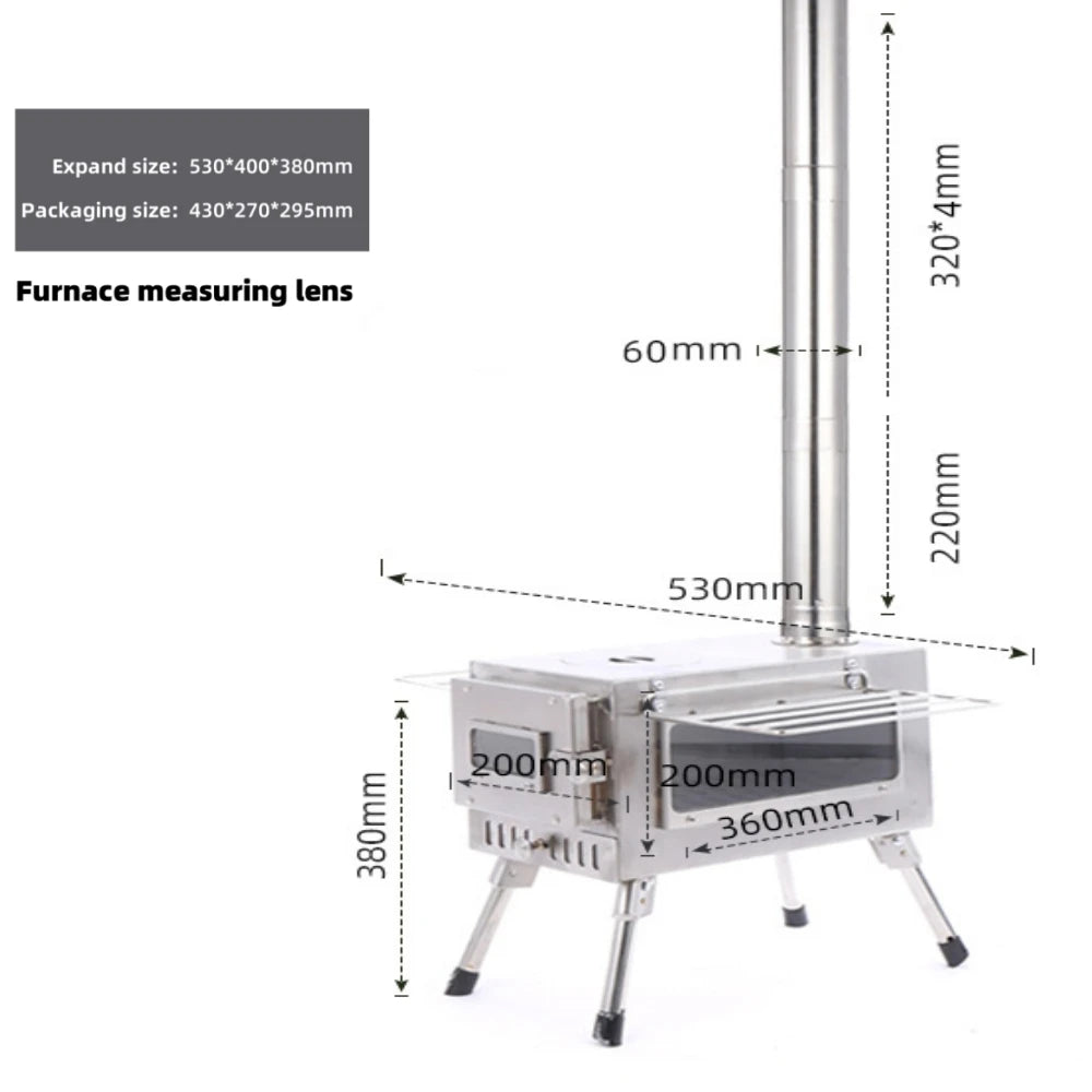 Woolpack Portable Wood-Burning Tent Stove – Stainless Steel Camp Heater with Chimney