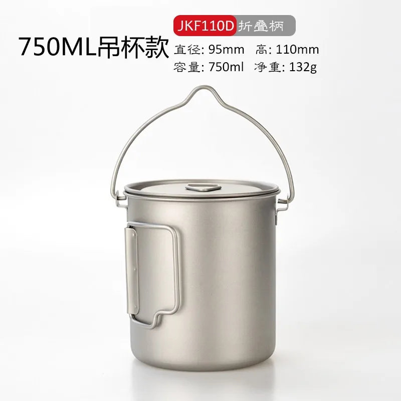 Woolpack Ultralight Titanium Camping Cup – 450–750 ml with Folding Handle