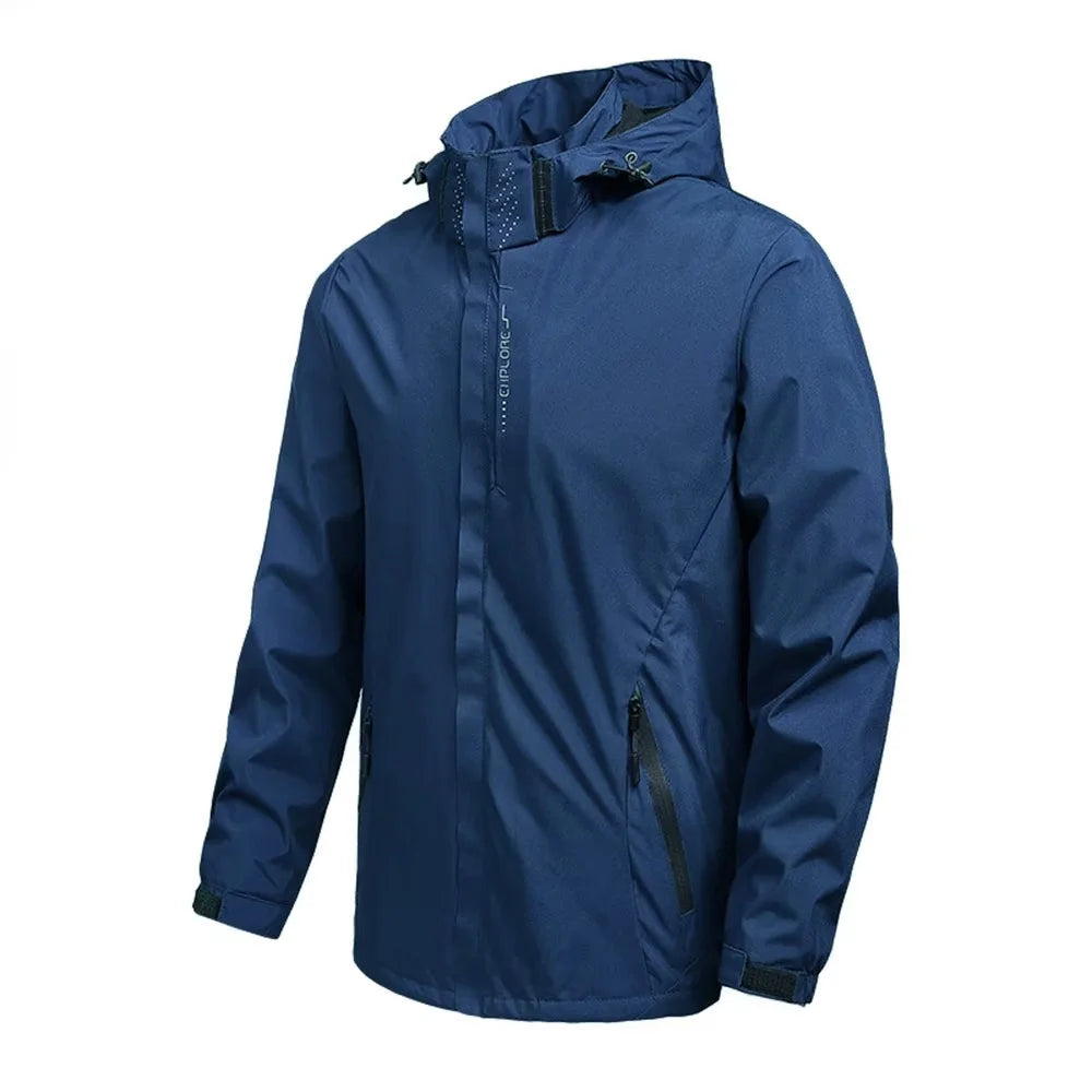 Men's Waterproof Rain Jacket Lightweight Outer Hooded Outdoor Raincoat Hiking Windproof Jacket Climbing Outdoor Jackets - Woolpack Hiking Gear
