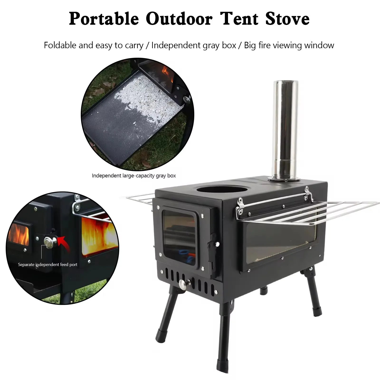 Woolpack Portable Wood-Burning Tent Stove – Stainless Steel Camp Heater with Chimney