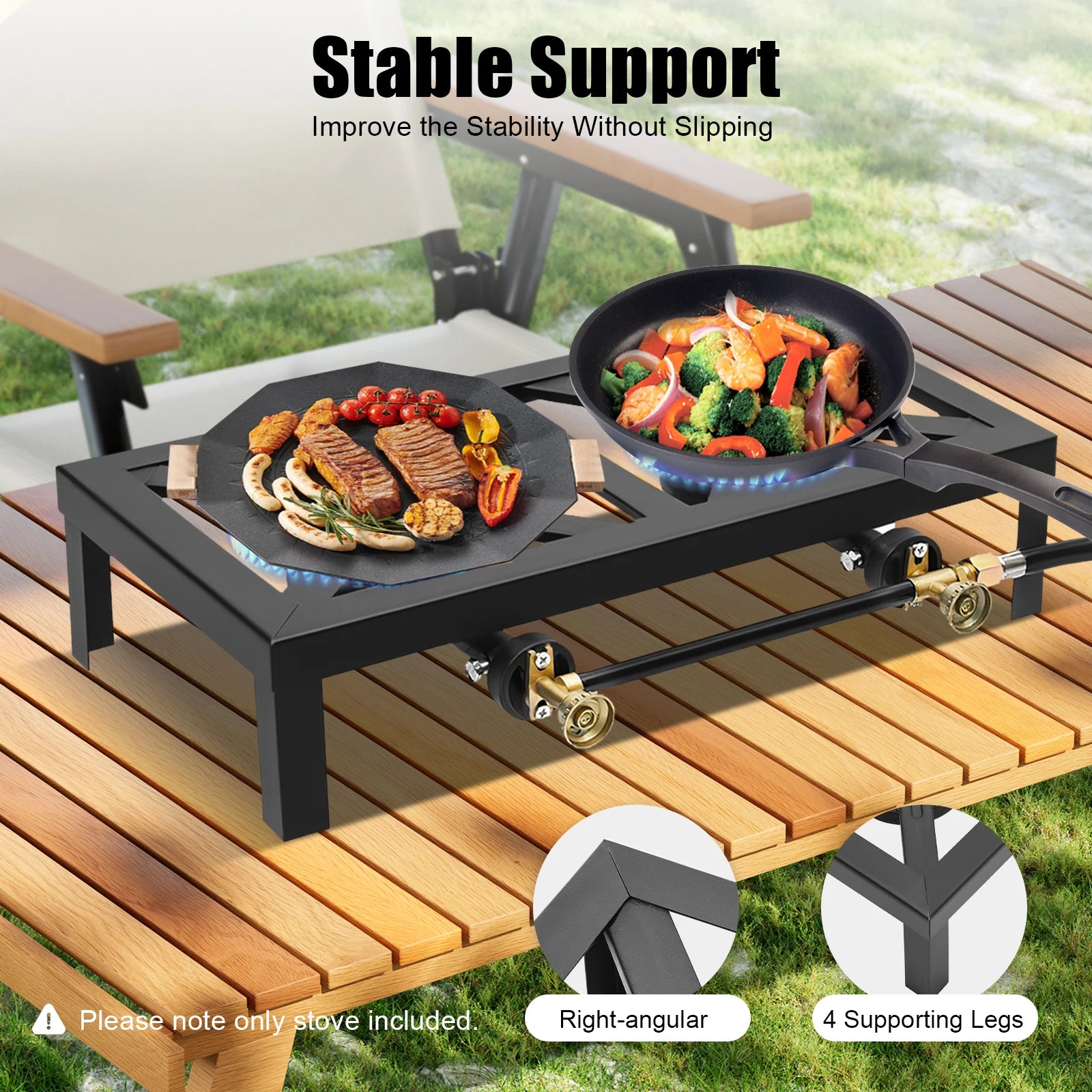 Woolpack Double Burner Gas Stove – 8000W Portable Outdoor Propane Cooker - Woolpack Hiking Gear