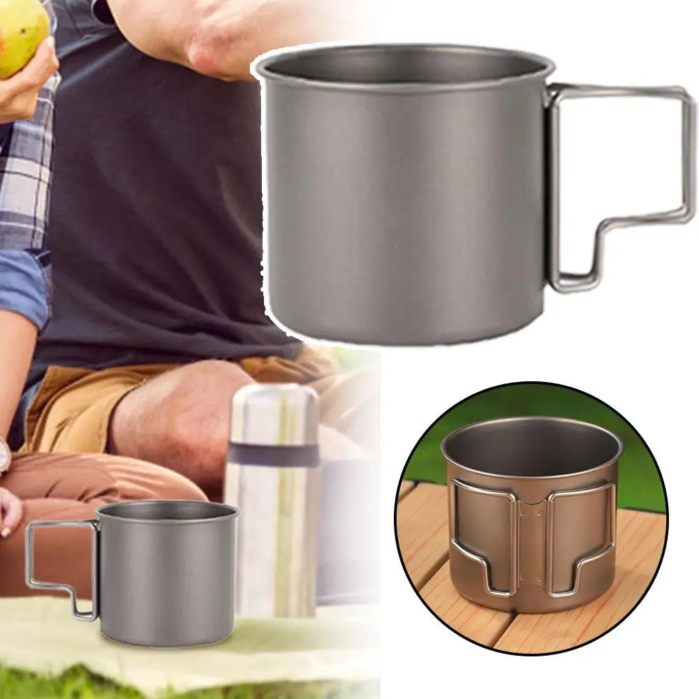 Woolpack 420 ml Titanium Camping Mug – Ultralight with Folding Handle