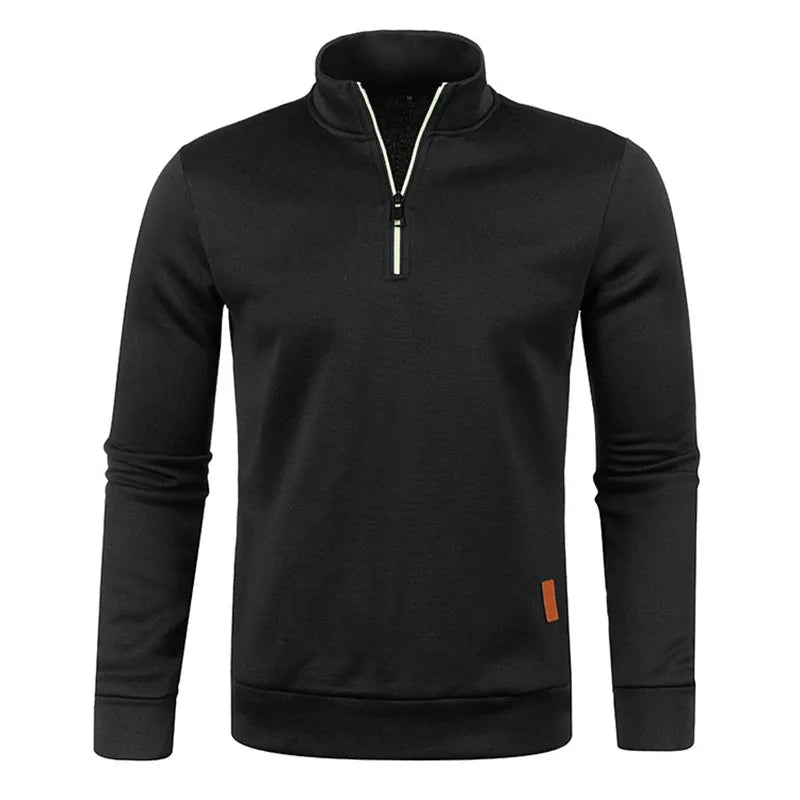Woolpack fleece-lined half-zip sweater for men with warm high-neck winter design