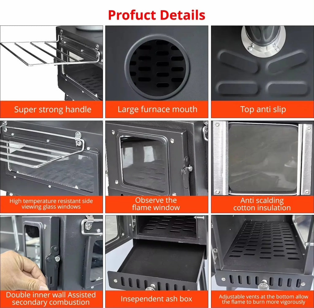 Woolpack Portable Wood-Burning Tent Stove – Stainless Steel Camp Heater with Chimney