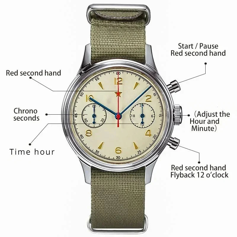 The 1963 Pilot Chronograph – 42mm Retro Quartz Watch