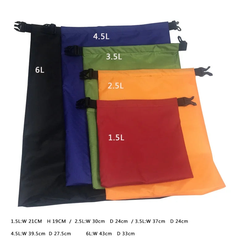 Woolpack 5-Pack Waterproof Dry Bags – Ultralight Outdoor Storage Set (1.5L–6L)