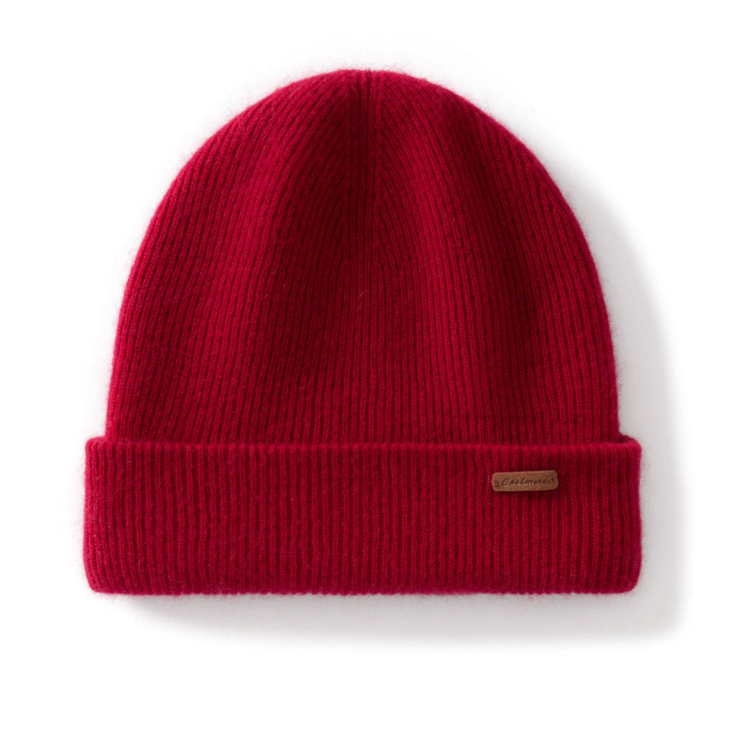Woolpack cashmere beanie for men and women in solid knit design