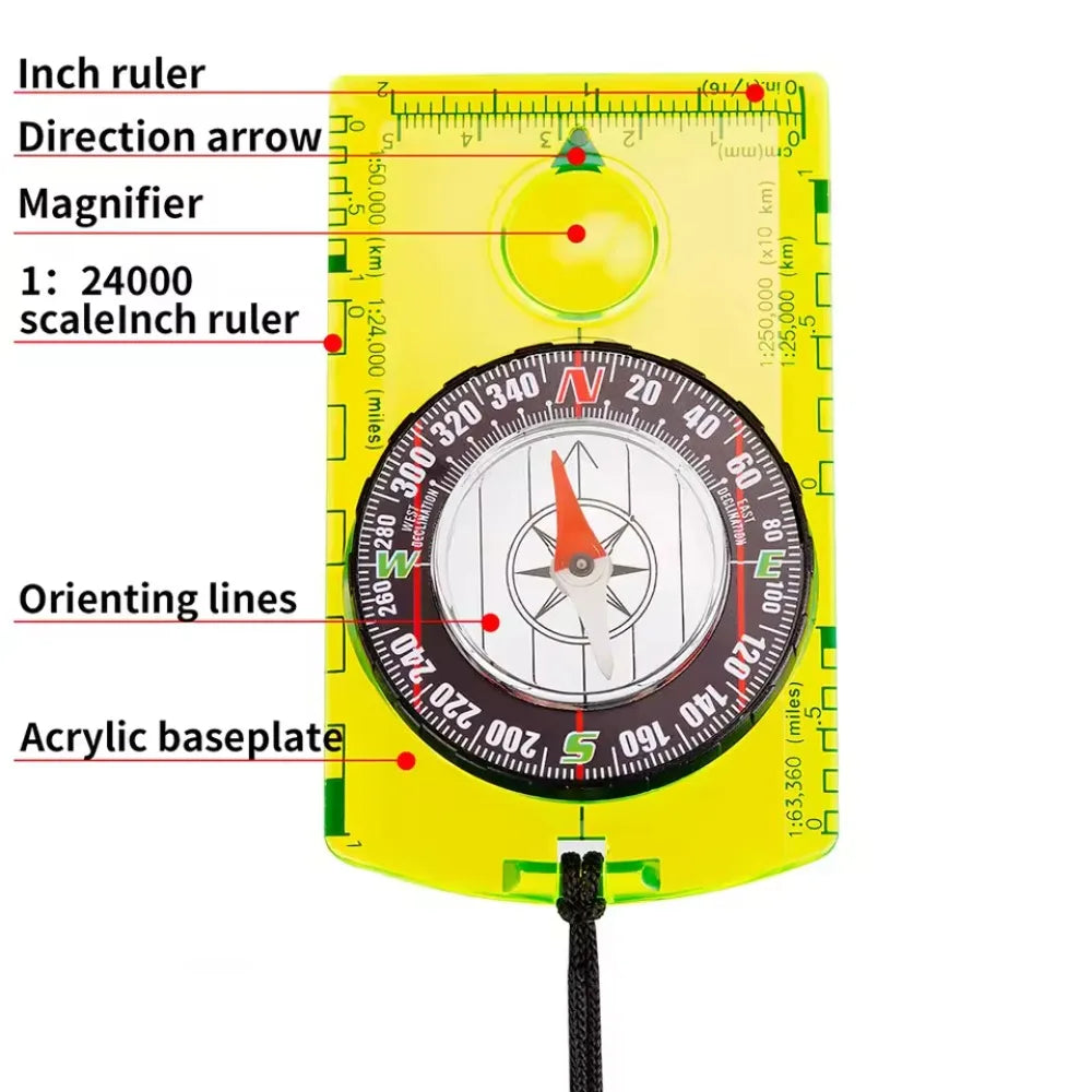 Woolpack Orienteering Baseplate Compass – Waterproof, Quick-Stabilizing Navigation Tool