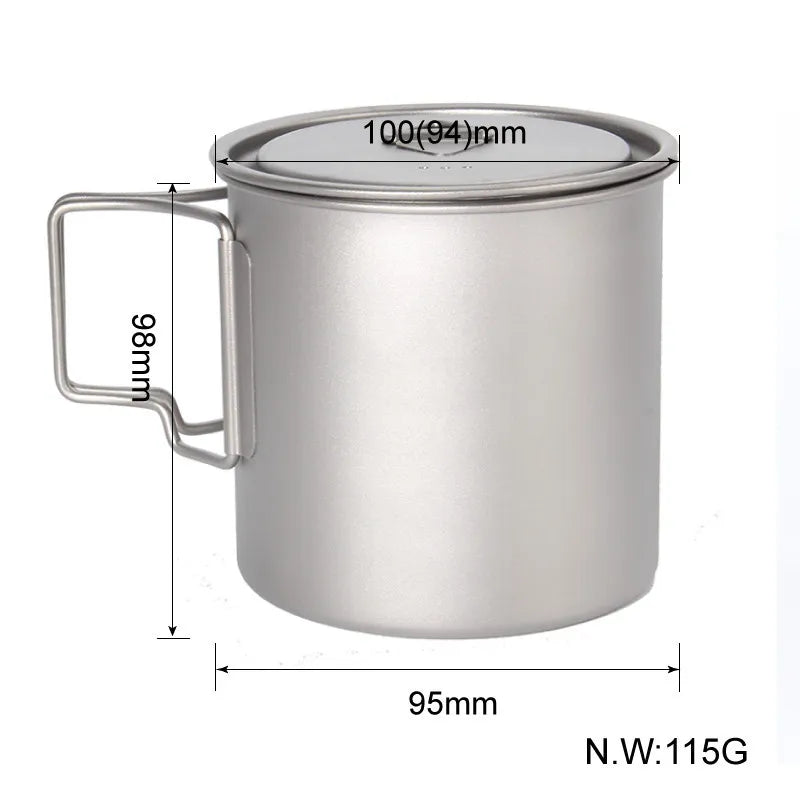 Woolpack Ultralight Titanium Camping Cup – 450–750 ml with Folding Handle