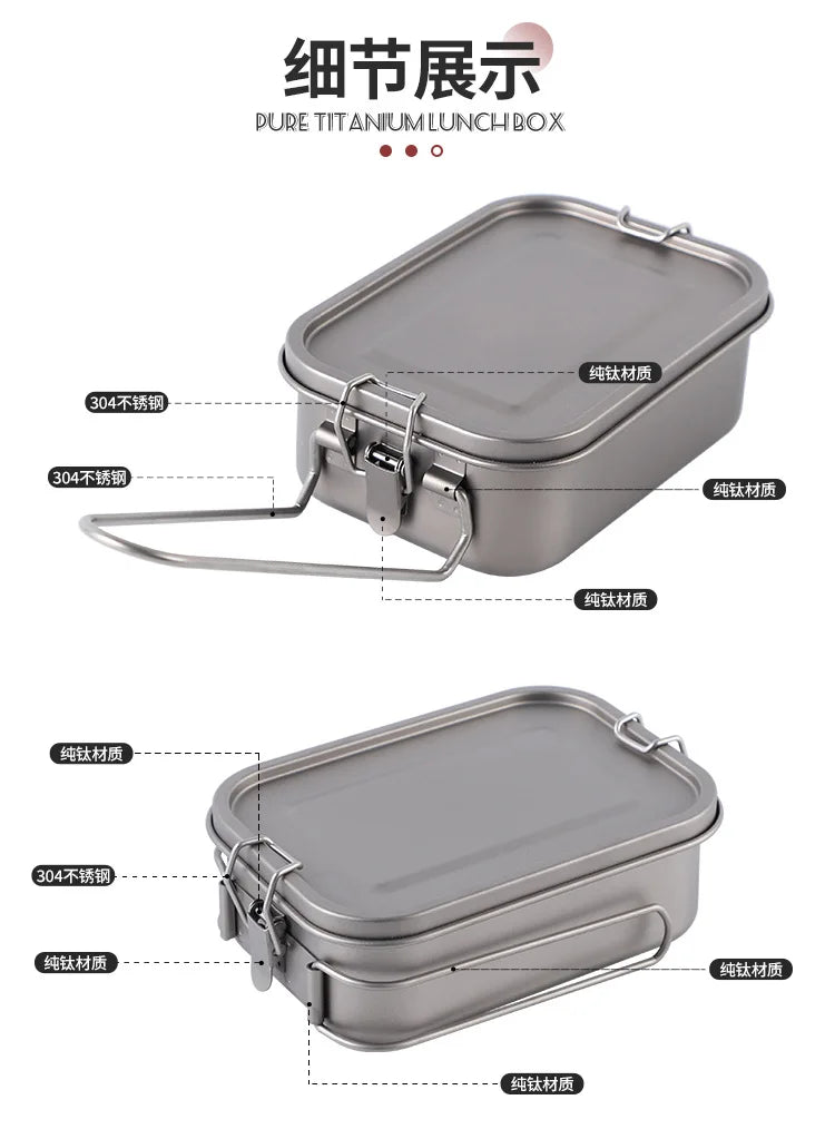 Woolpack Titanium Bento Box – Ultralight Lunch Container with Utensil Set