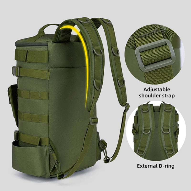 Woolpack Tactical Fishing Backpack – Waterproof Molle Gear Bag with Rod Holders