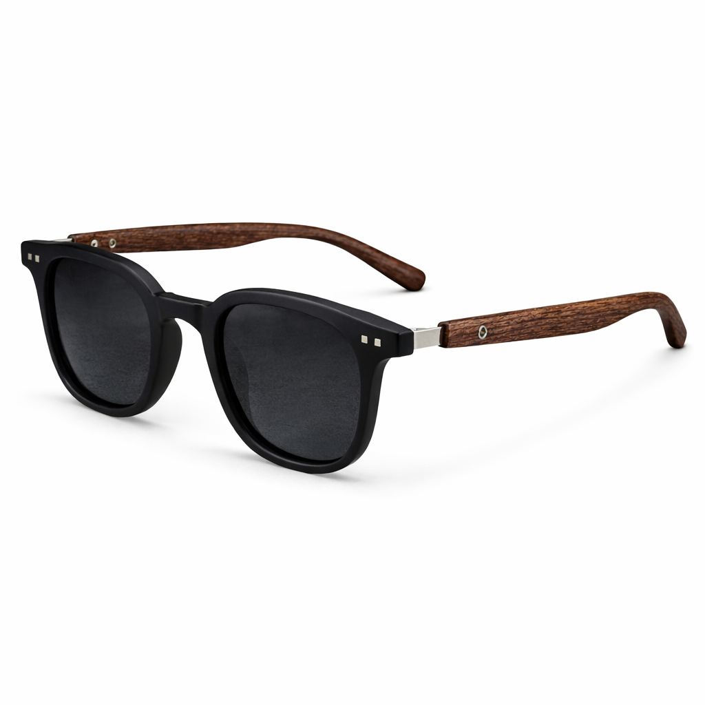 Woolpack Retro Wood-Grain Sunglasses – UV Protection black and brown