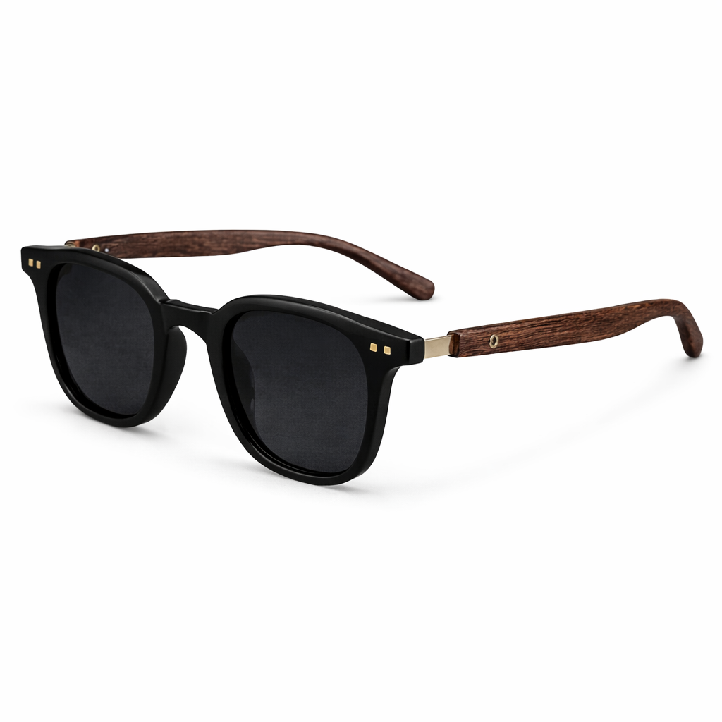 Woolpack Classic Wood-Grain Sunglasses – UV Protection black and brown