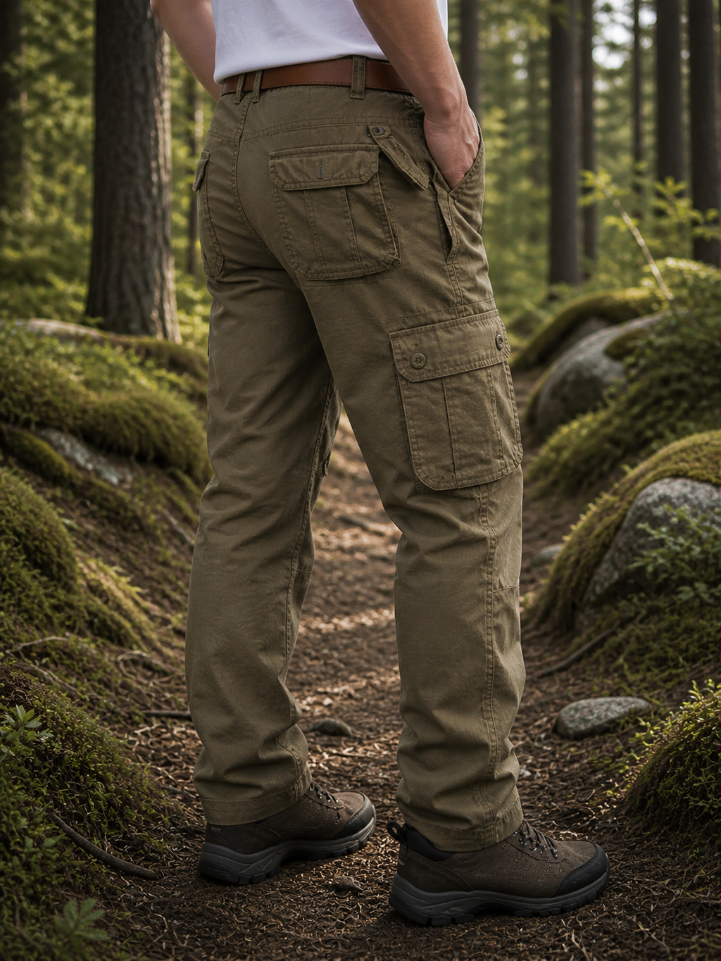 Woolpack technical hiking pants for men on outdoor trail