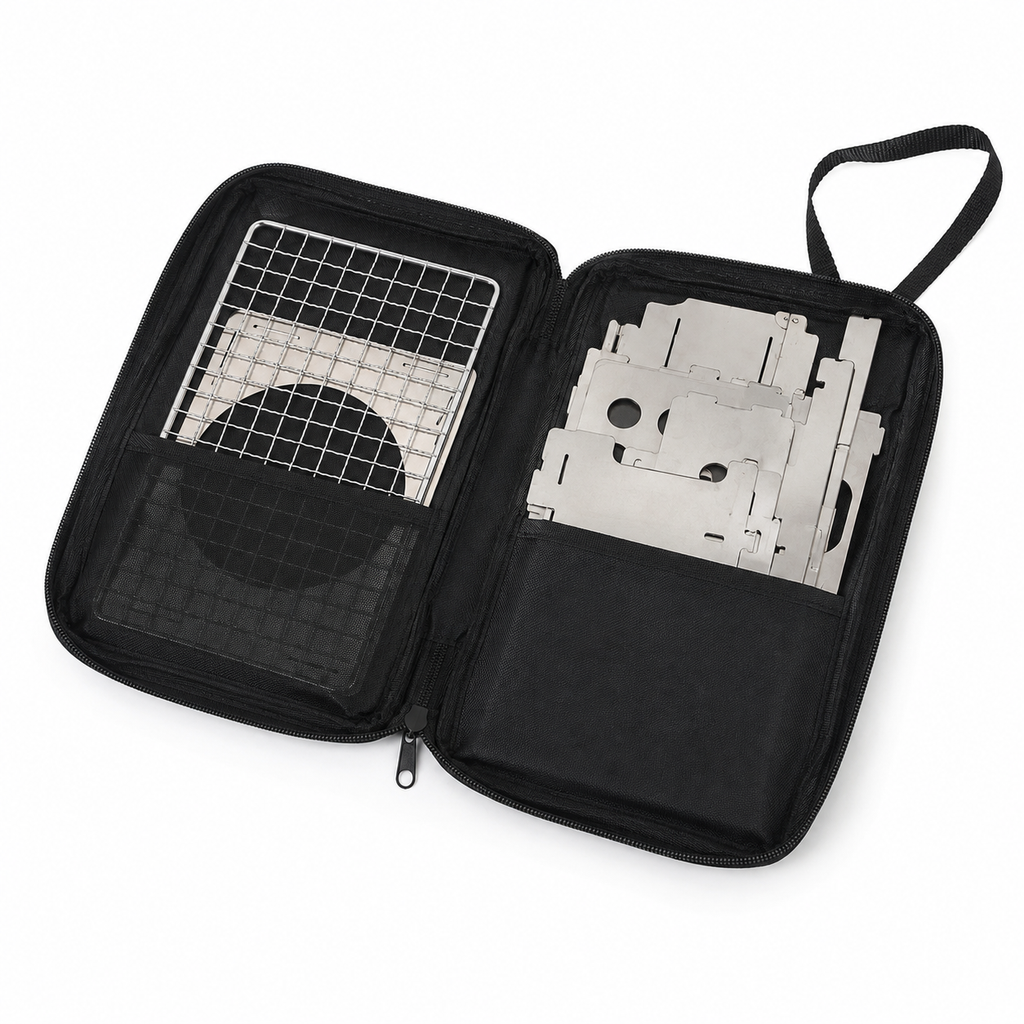 Woolpack foldable camping fire pit stove with stainless steel wood burning design