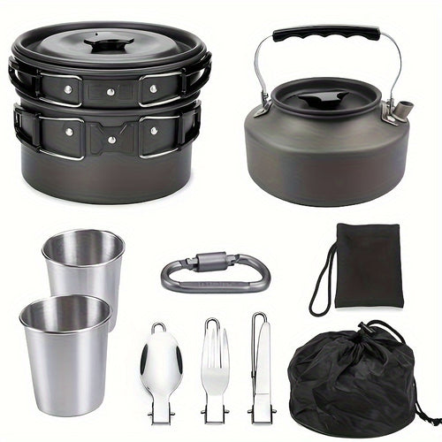 Woolpack Camping Cookware Set – Aluminum Alloy, Portable Outdoor Kitchen - Woolpack Hiking Gear