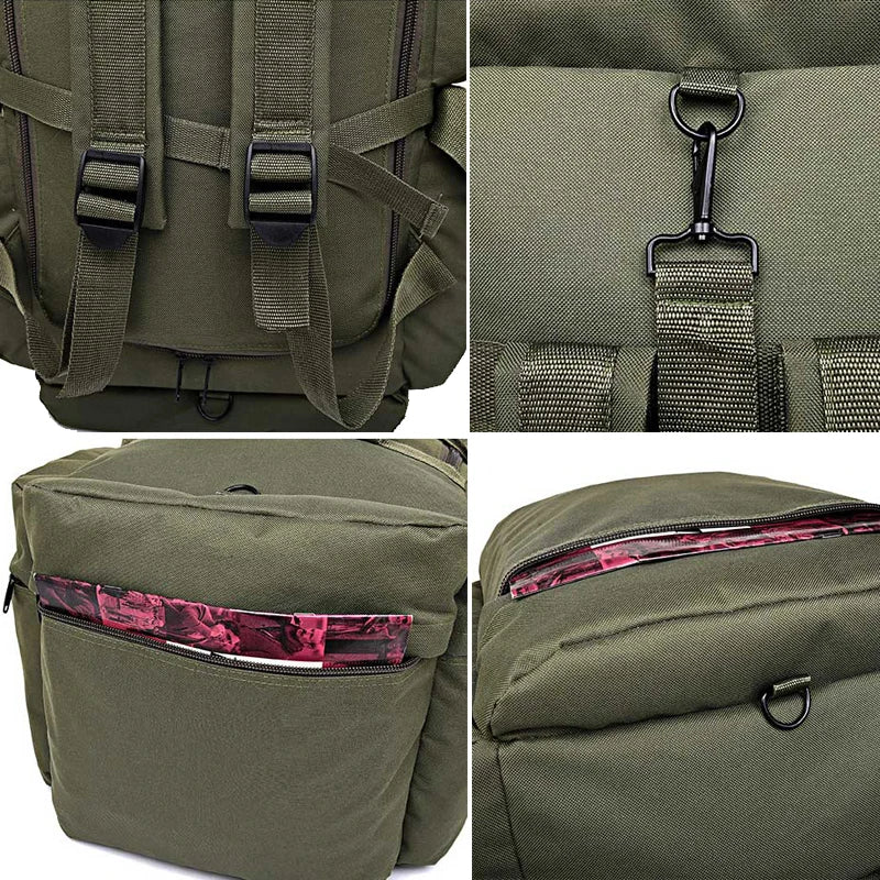Woolpack 100L tactical duffel backpack with large outdoor storage capacity