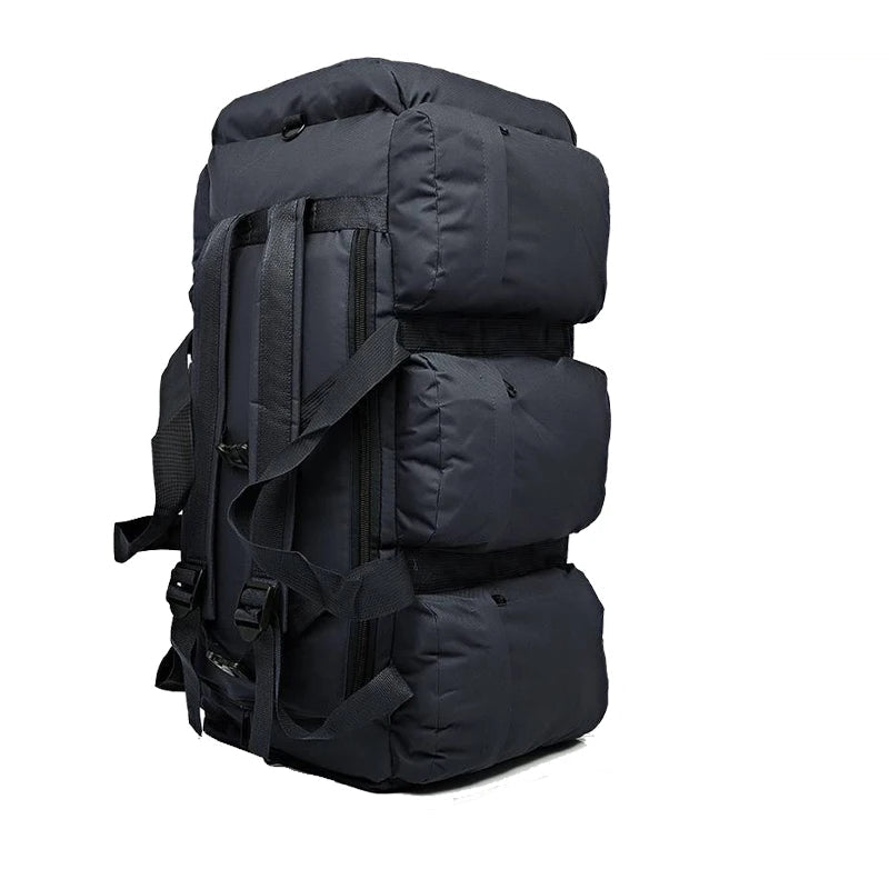 Woolpack 100L tactical duffel backpack with large outdoor storage capacity