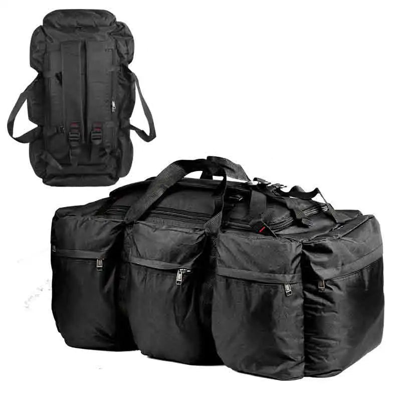 Woolpack 100L tactical duffel backpack with large outdoor storage capacity