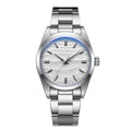 Silver dial Woolpack heritage quartz watch with stainless steel bracelet and vintage-inspired dial