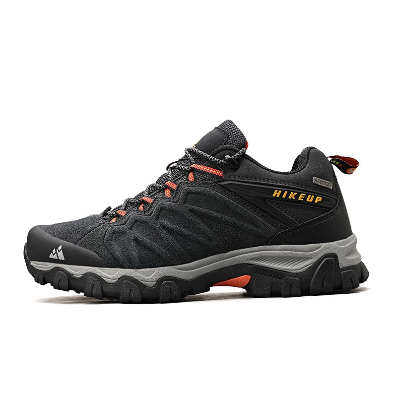Woolpack leather hiking shoes for men with durable rubber sole for trekking and