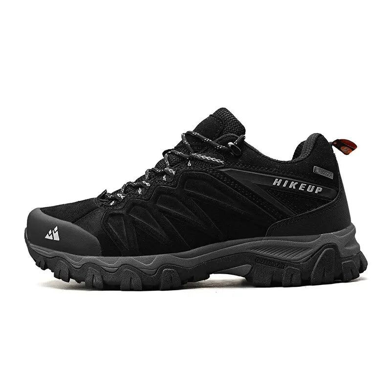 Woolpack leather hiking shoes for men with durable rubber sole for trekking and outdoor walking